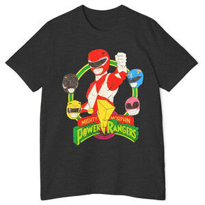 Power Rangers T-Shirt Mighty Morphin Cartoon Superhero Fan Tee